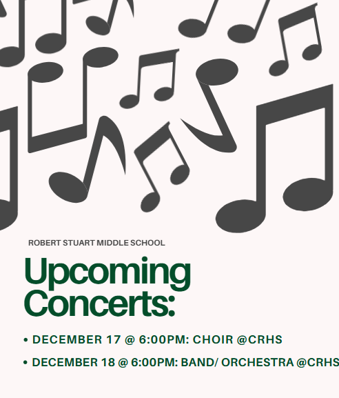 Black and white flyer with musical notes