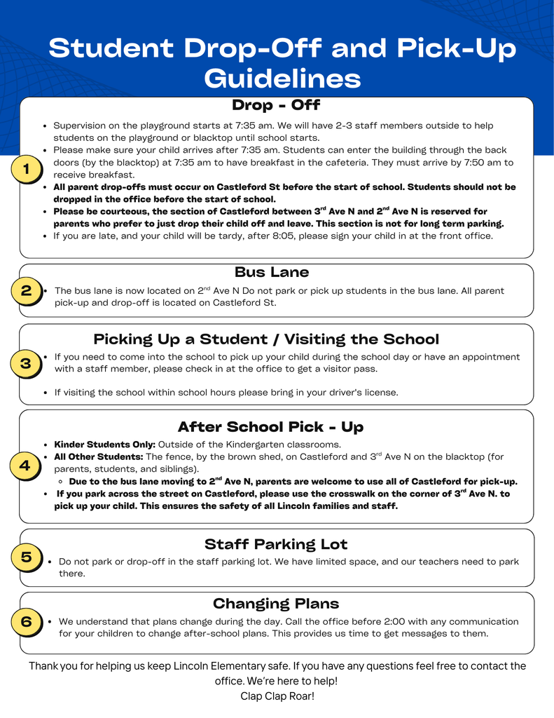 Student Drop-Off and Pick-Up Guidelines Flyer
