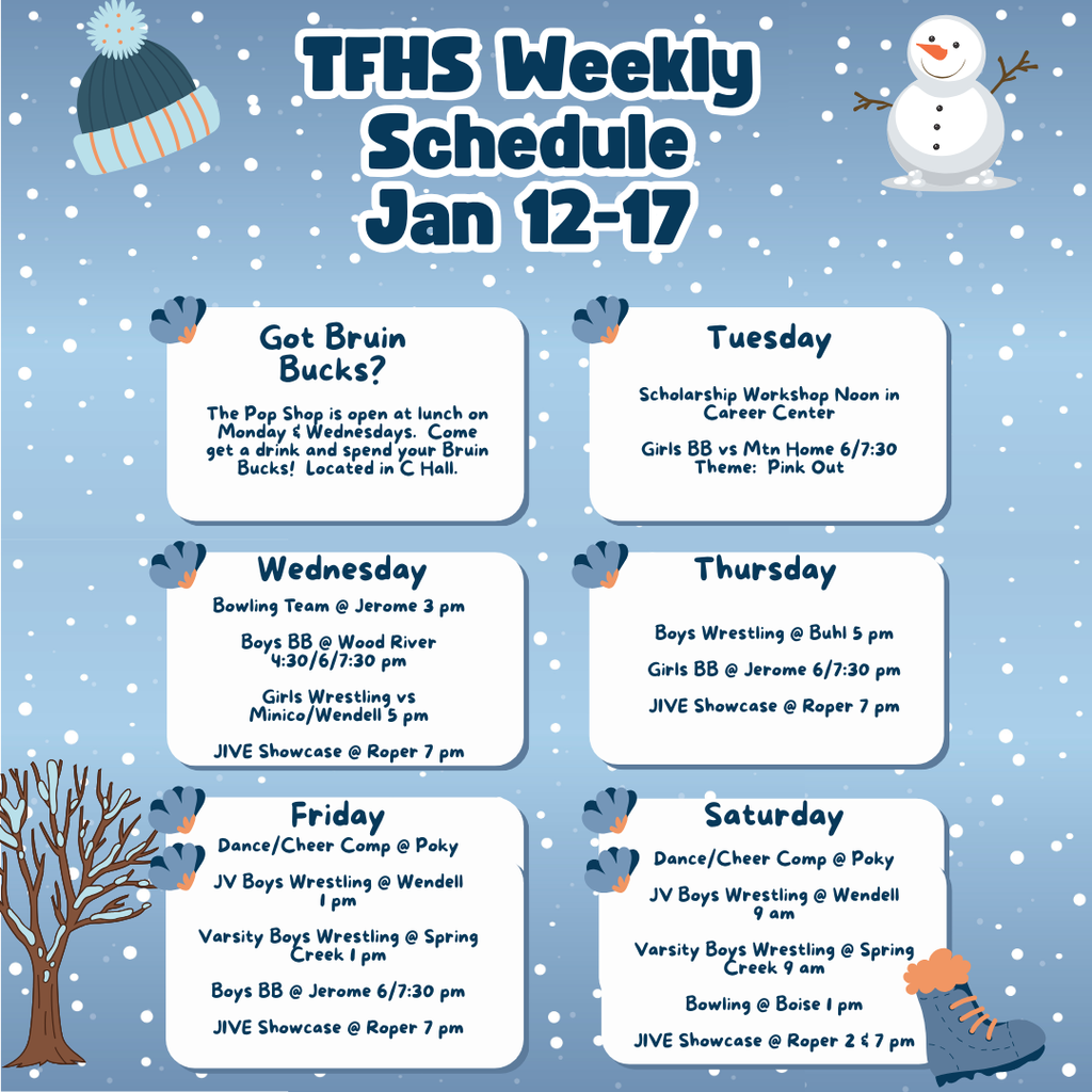 Weekly Schedule Jan 12-17