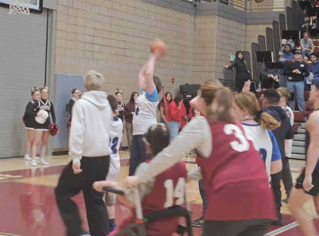 Student about to shoot basketball