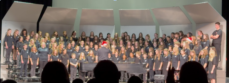Students standing on choir risers