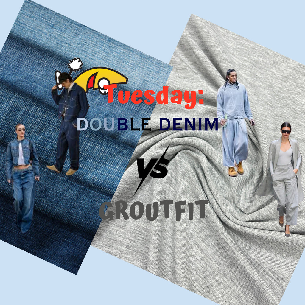 Tuesday Double Denim vs Groutfit