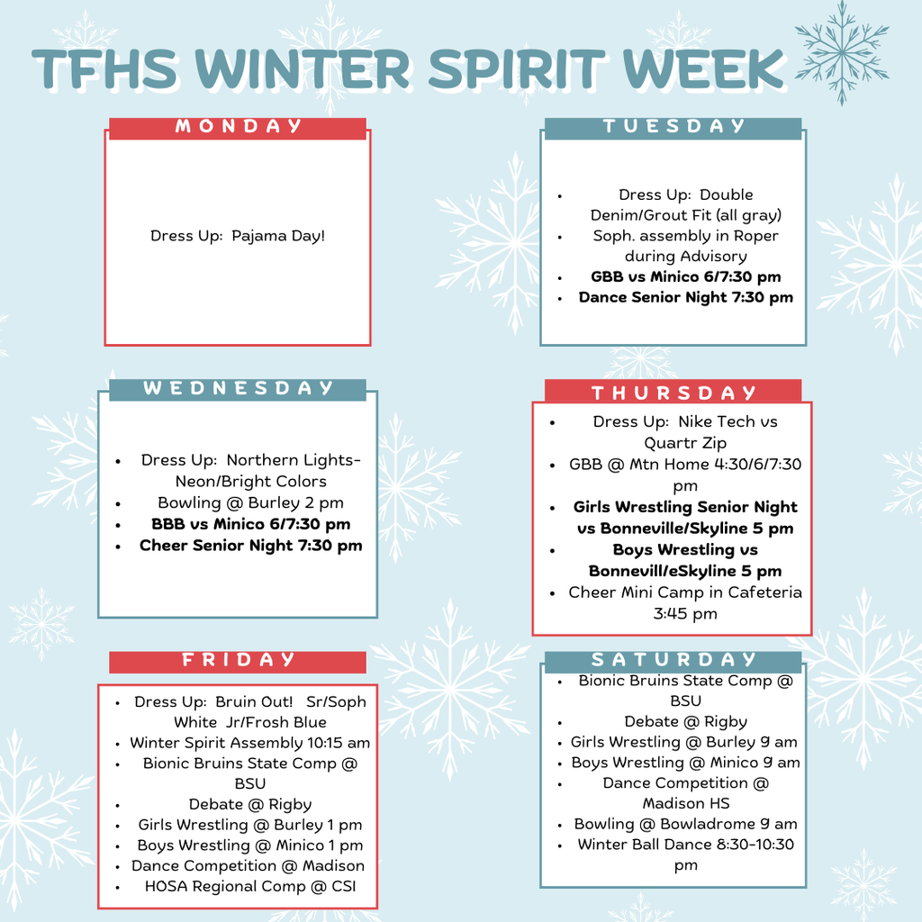 TFHS Winter Spirit Week Activities