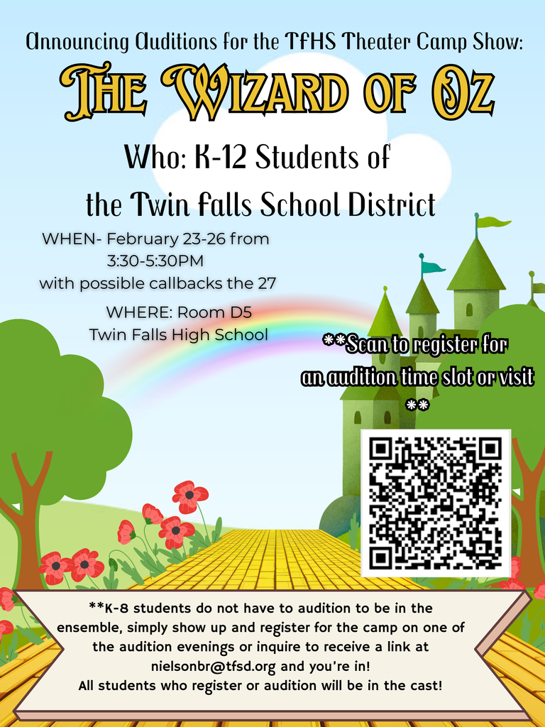 Flyer with information for upcoming auditions for "The Wizard of Oz"