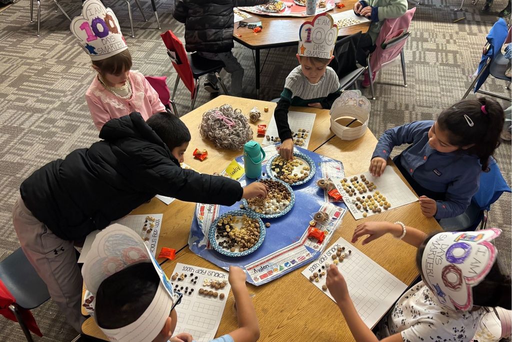 students counting 100 different snack items