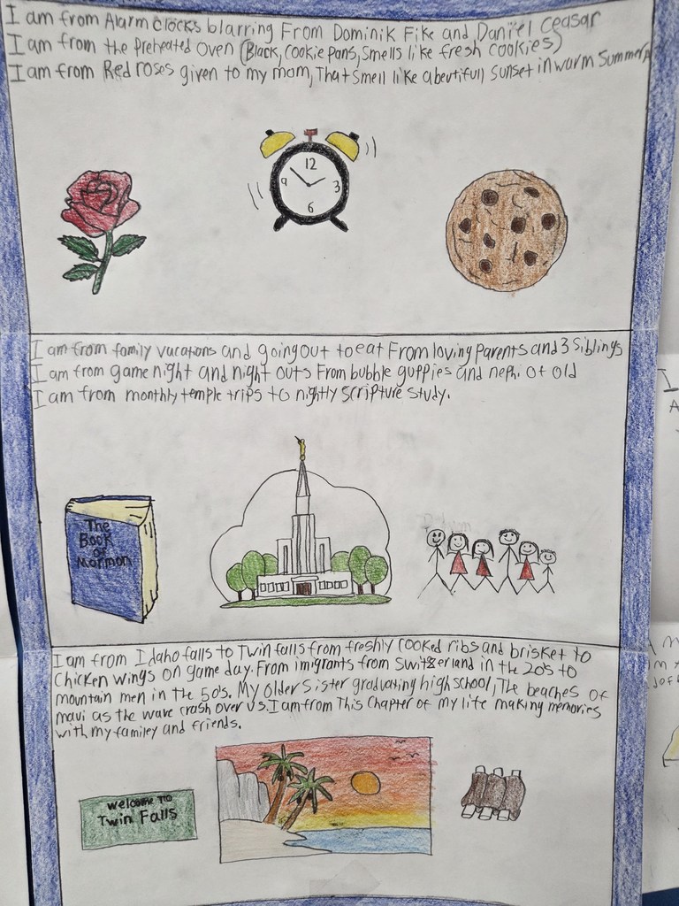 Class assignment with poem written by student