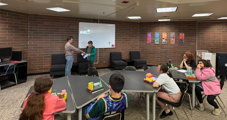 Students presenting the cities they built