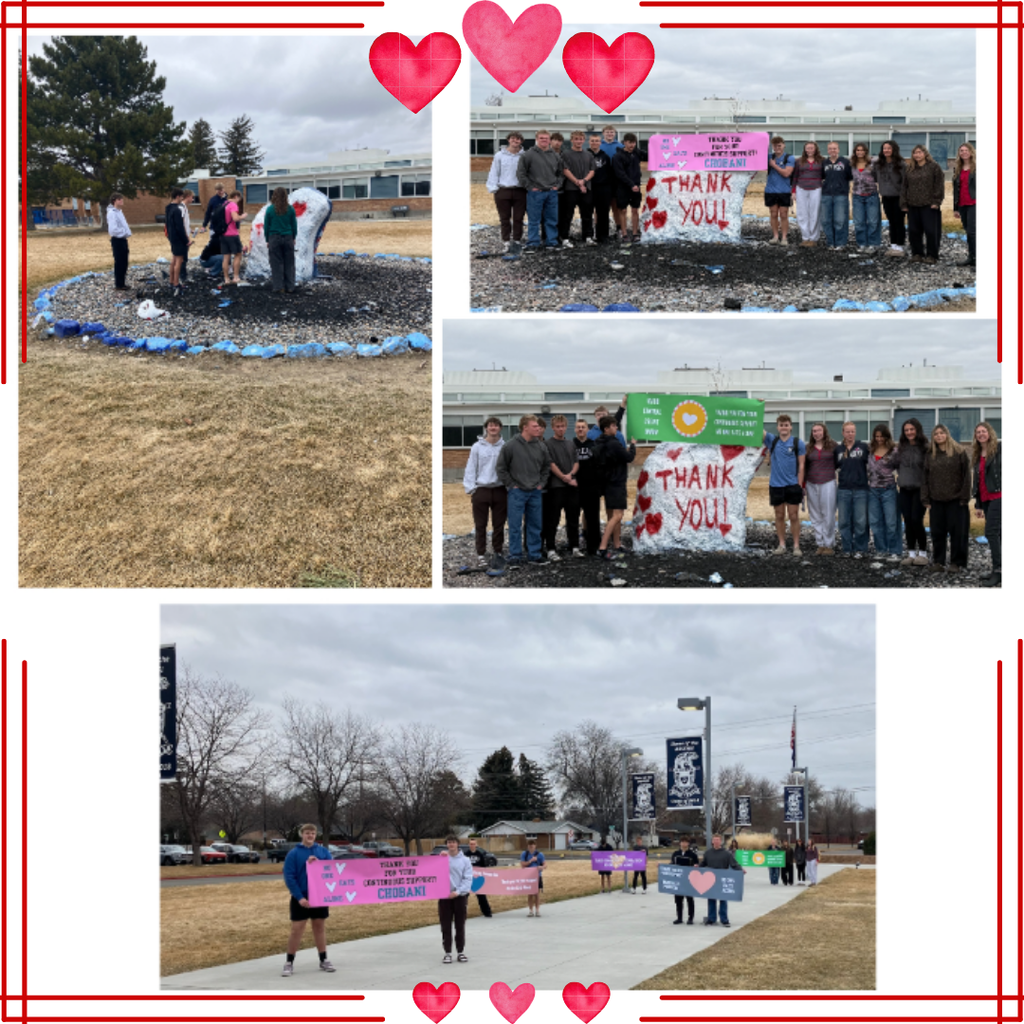 Montage of students pictured holding signs thanking their community partners