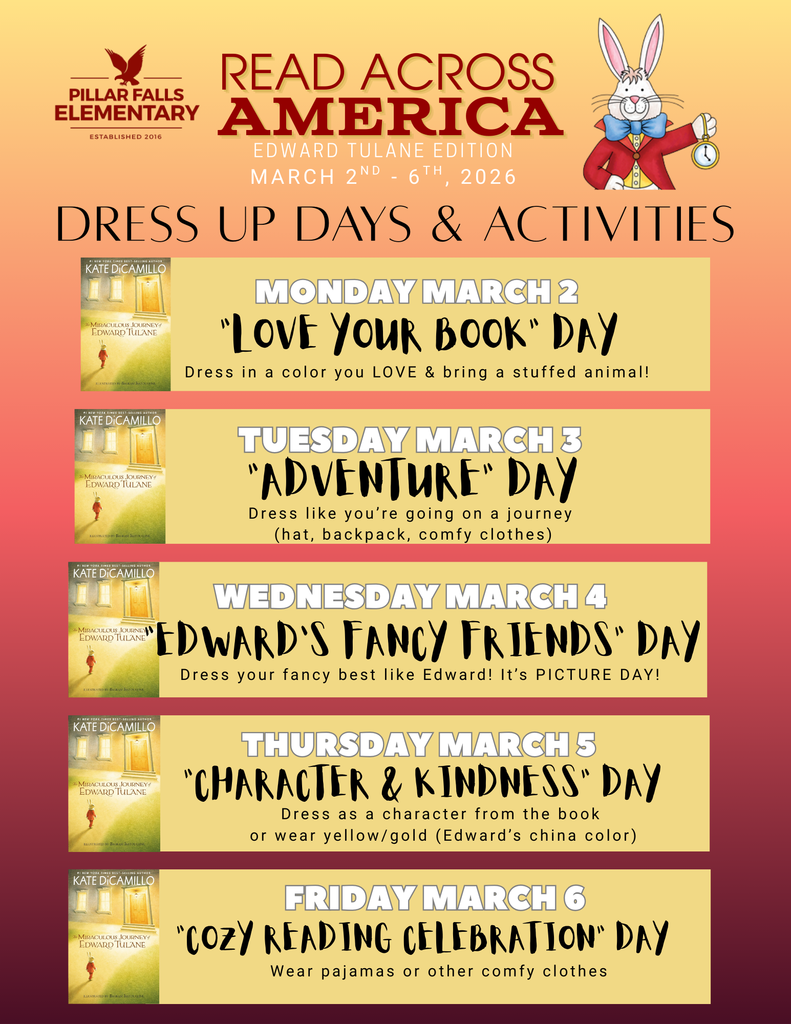 Rabbit with pocket watch and information about dress up days