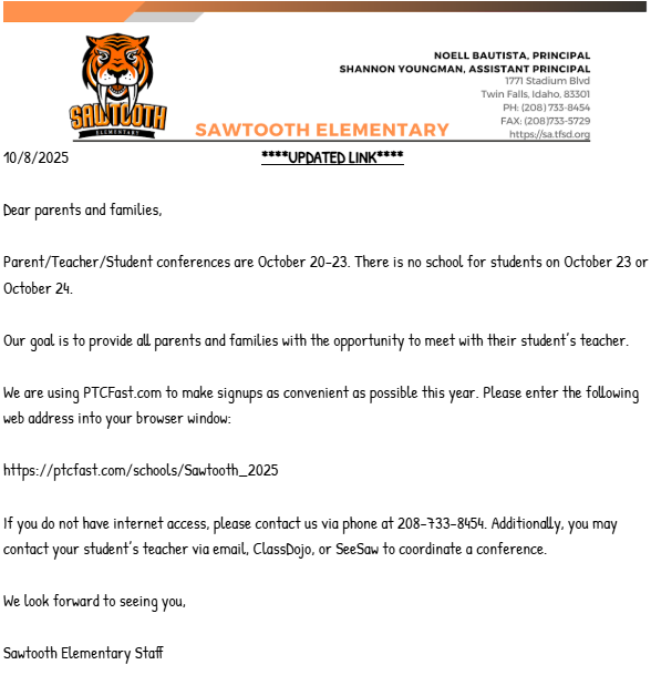 Parent Teacher Conference Note