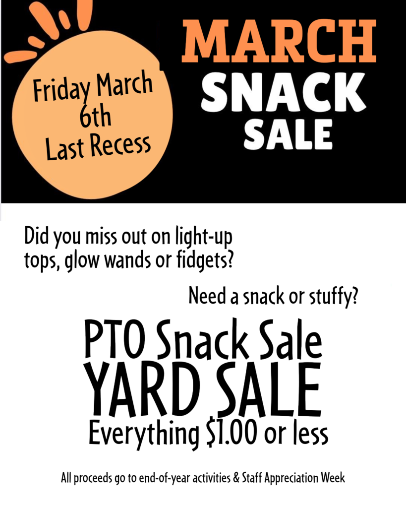 Snack Sale Flyer - all items $1.00 or less