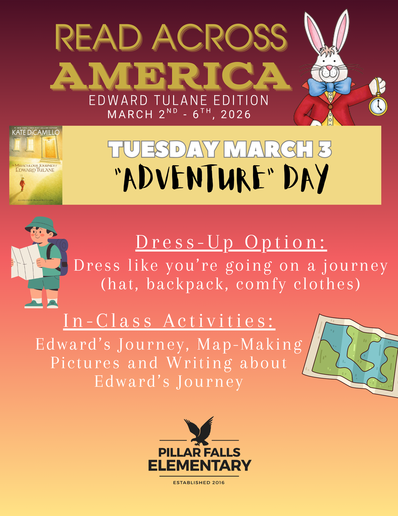 kids in hiking gear, maps, and hats with details about a dress up day for adventure!