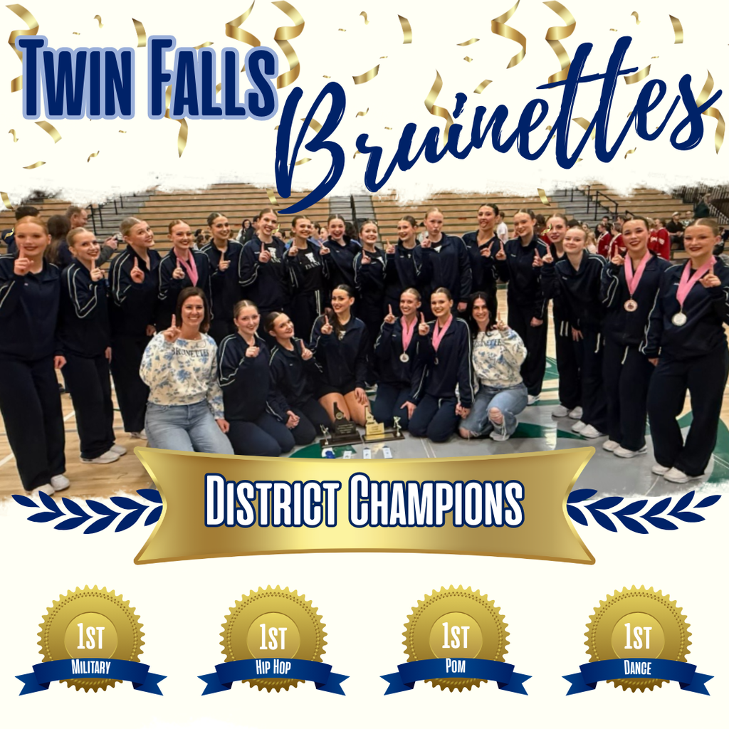 Twin Falls High School's dance team, the Bruinettes, pictures wearing gold medals.