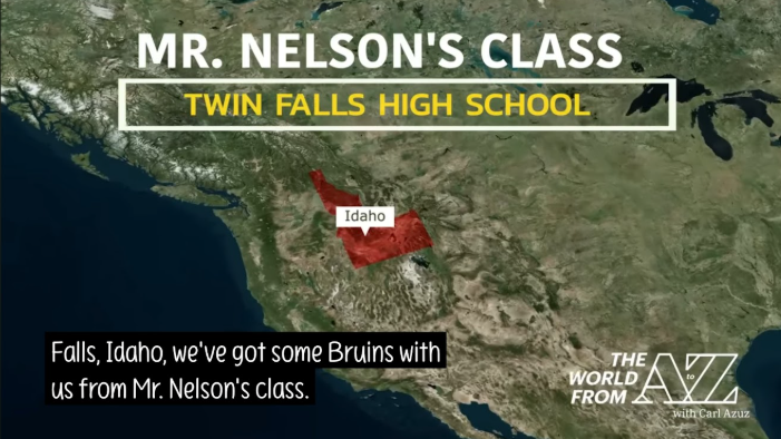 Screenshot of Mr. Nelson's class being mentioned on the CNN 10 broadcast