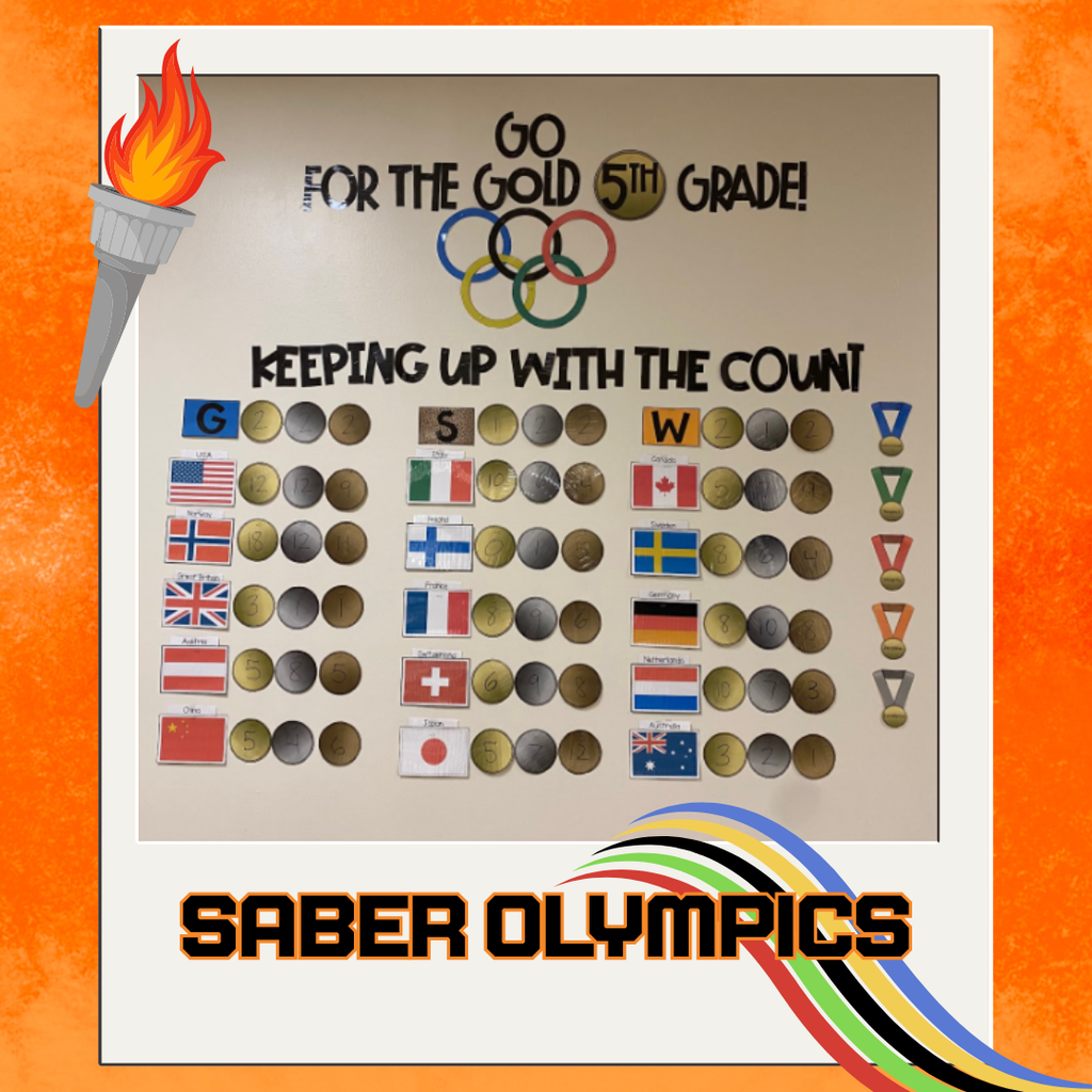 A wall display keeping track of medals earned