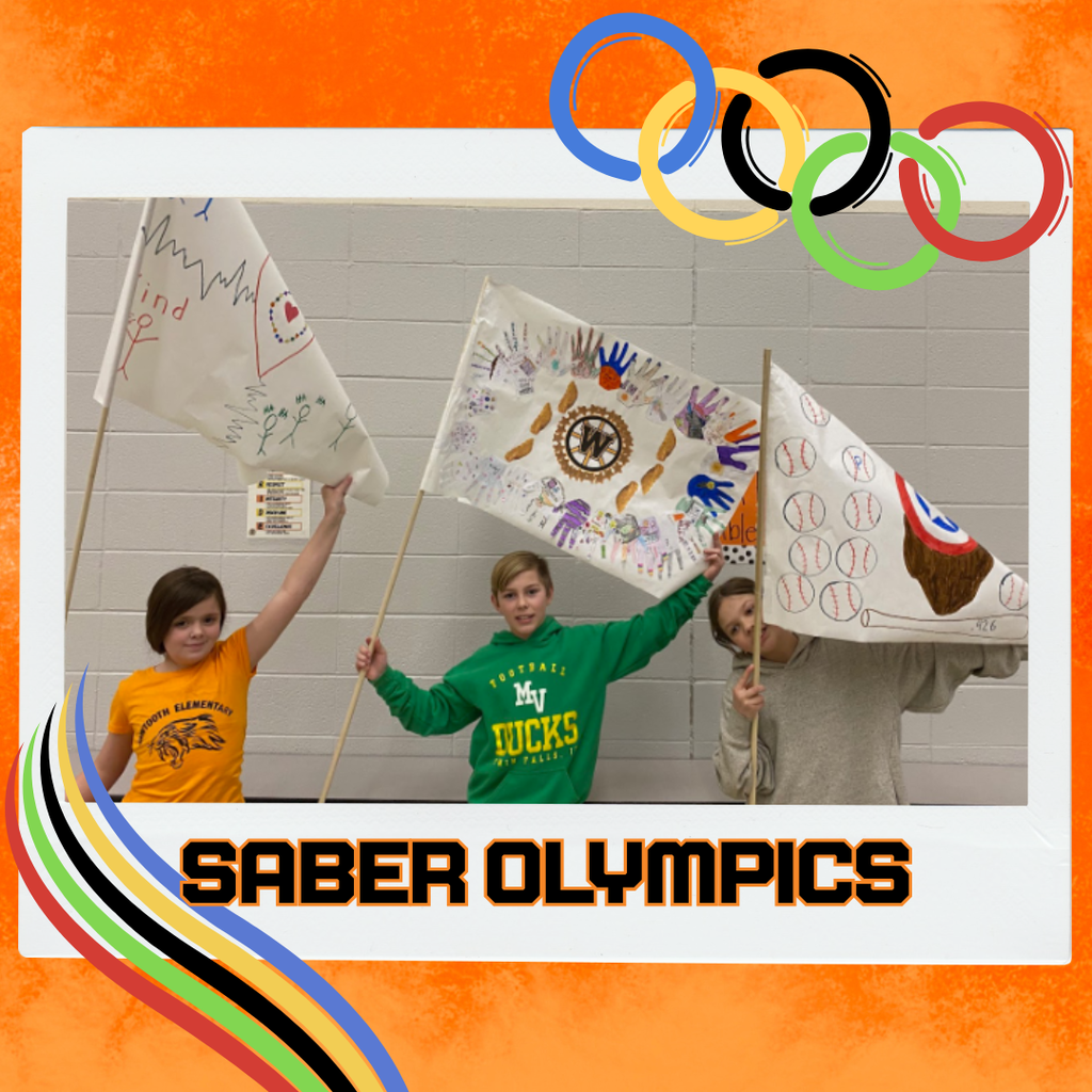 Students displaying their self-made class flags for opening ceremonies