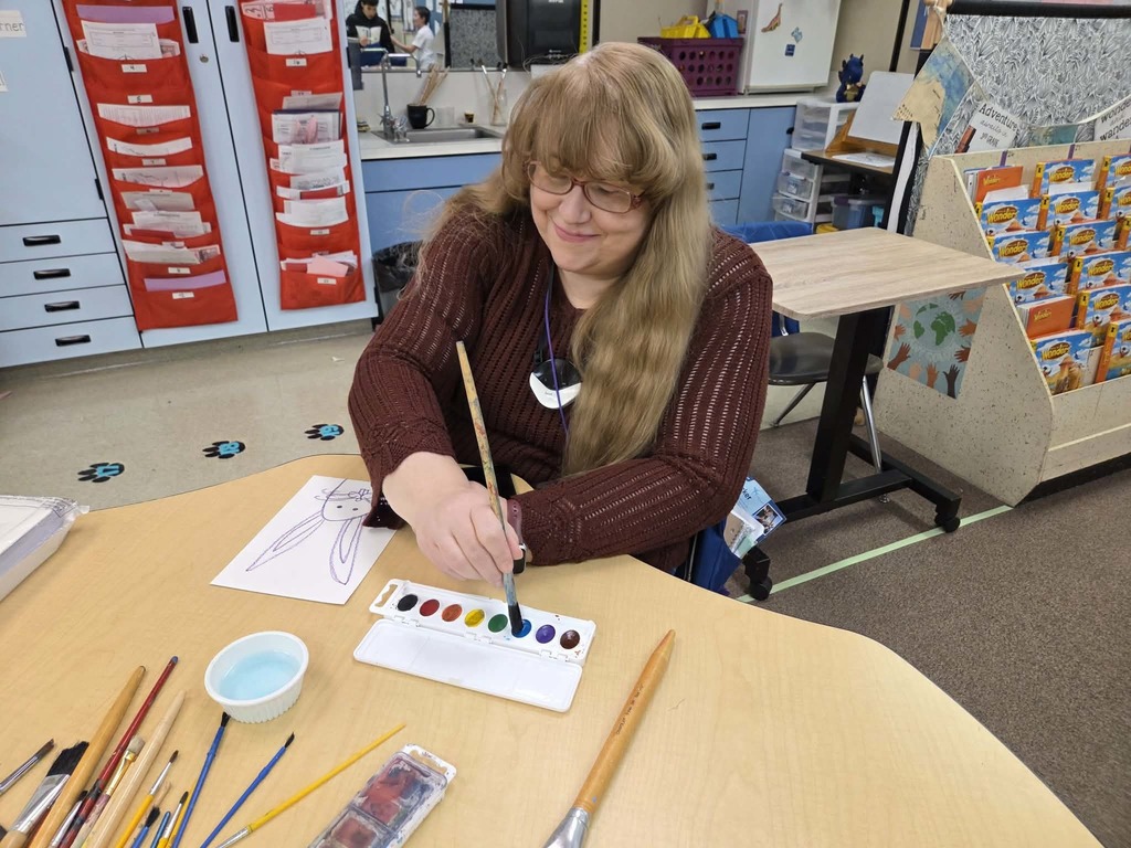 Ms. Shaw watercolors Edward