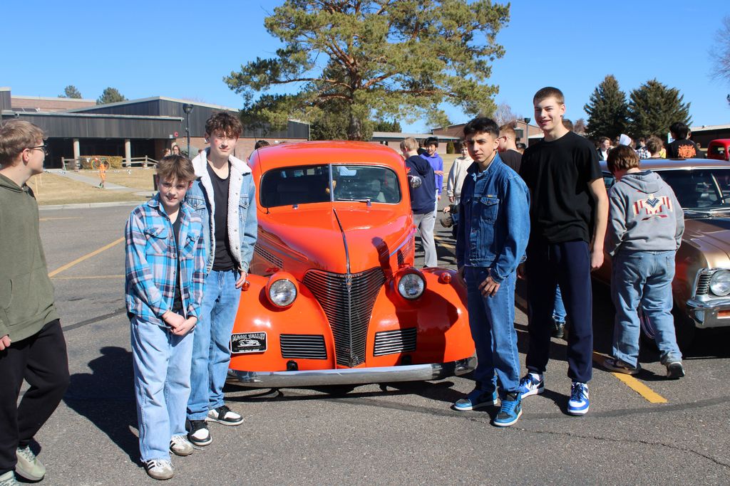 Students with old car
