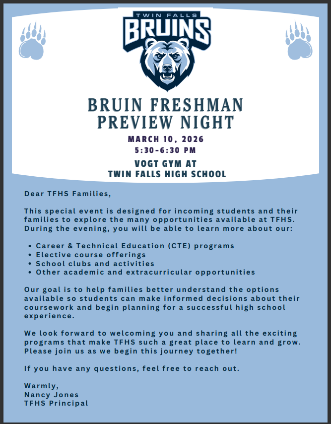 Freshman Night Twin Falls High School.