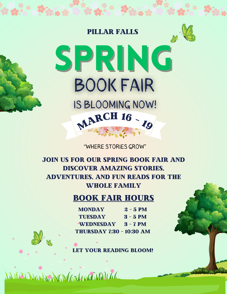 spring trees and butterflies, book fair dates and hours of operation