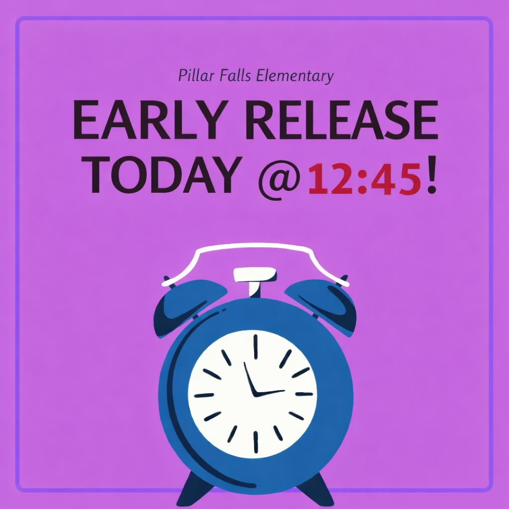 clock showing early release at 12:45