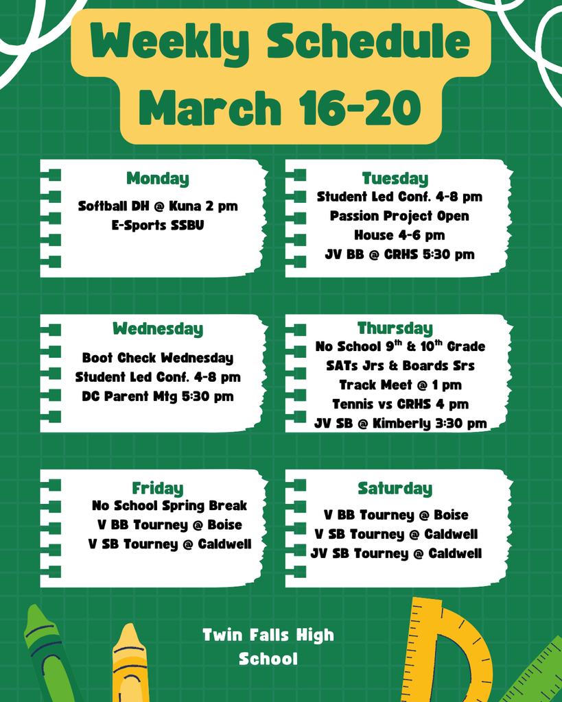 Weekly Schedule March 16-21