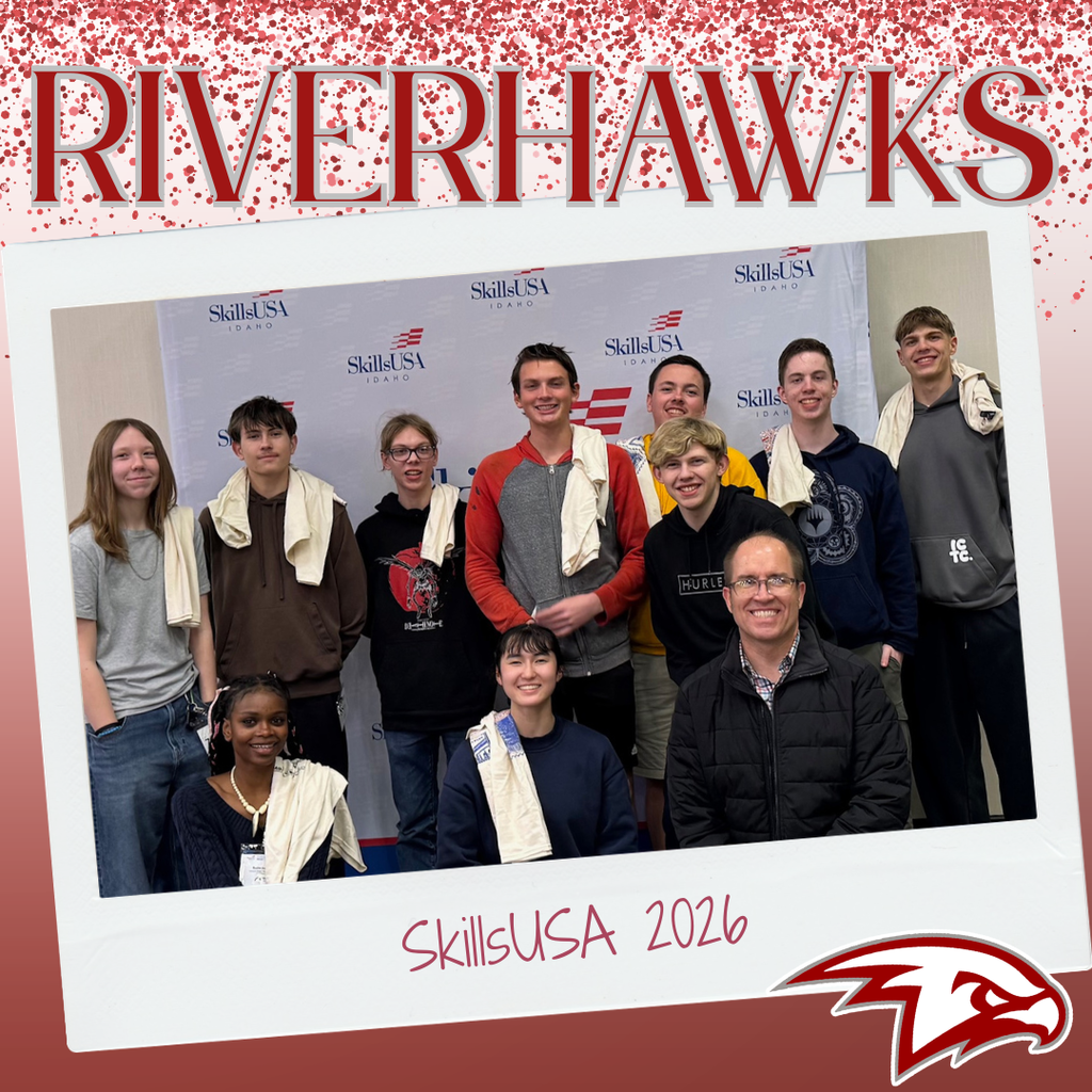 The group and advisor standing in front of a SkillsUSA backdrop.