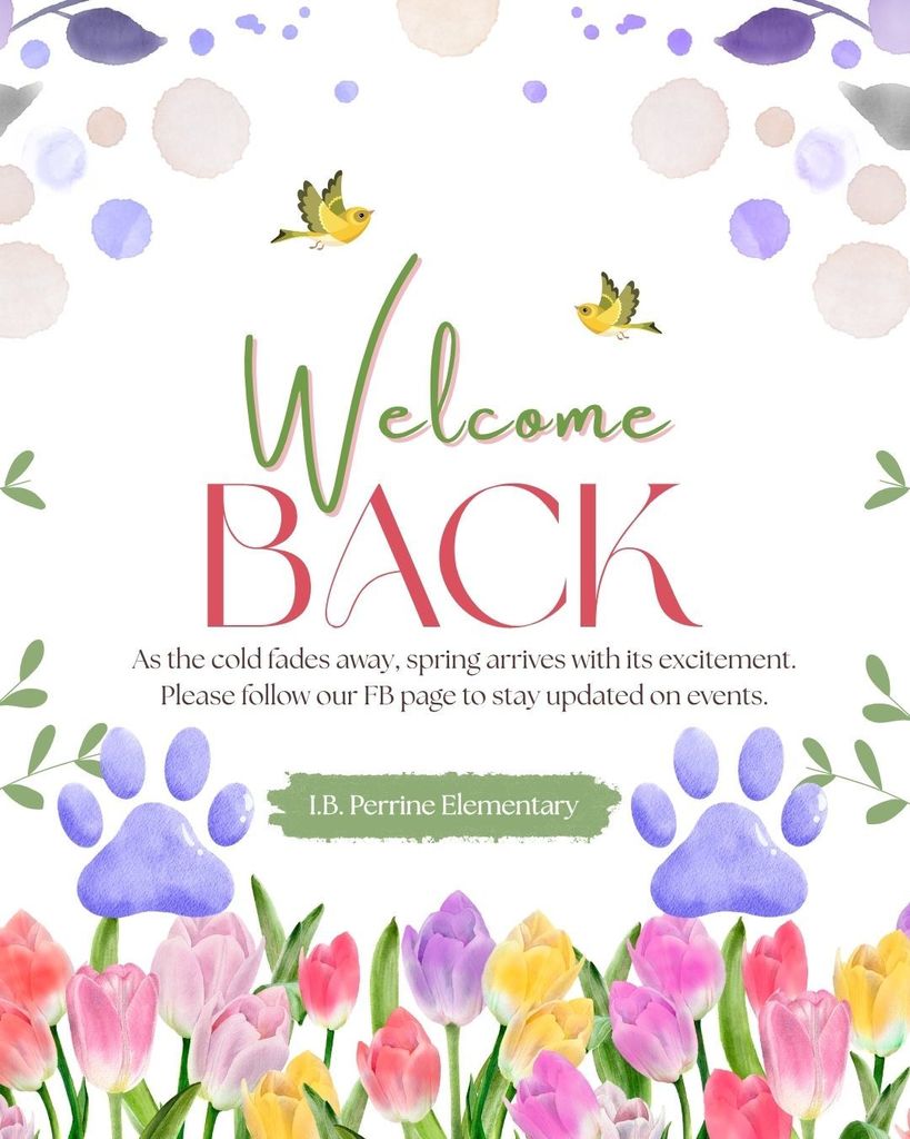 Welcome back flyer with spring flowers