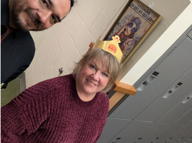 Tony Ruiz and another teacher posed for a selfie