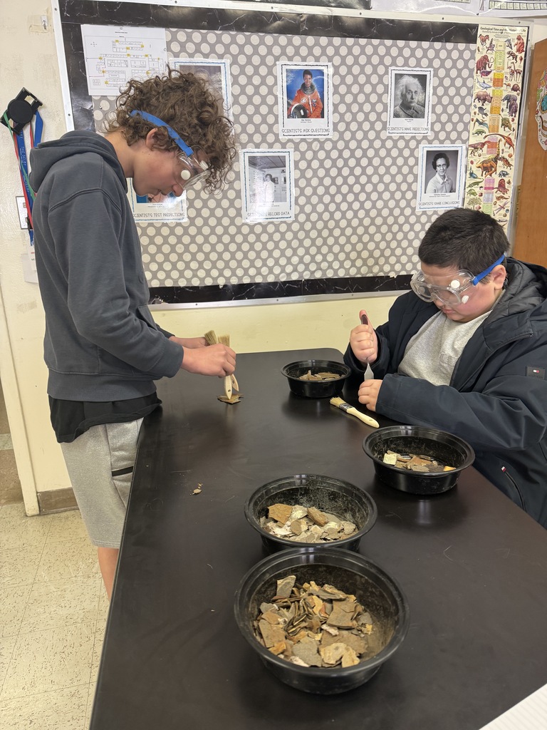 picture of two students examining rock samples