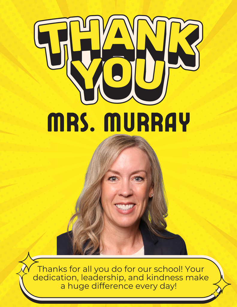 yellow background with photo of Mrs. Murray honoring her accomplishments and great work at our school