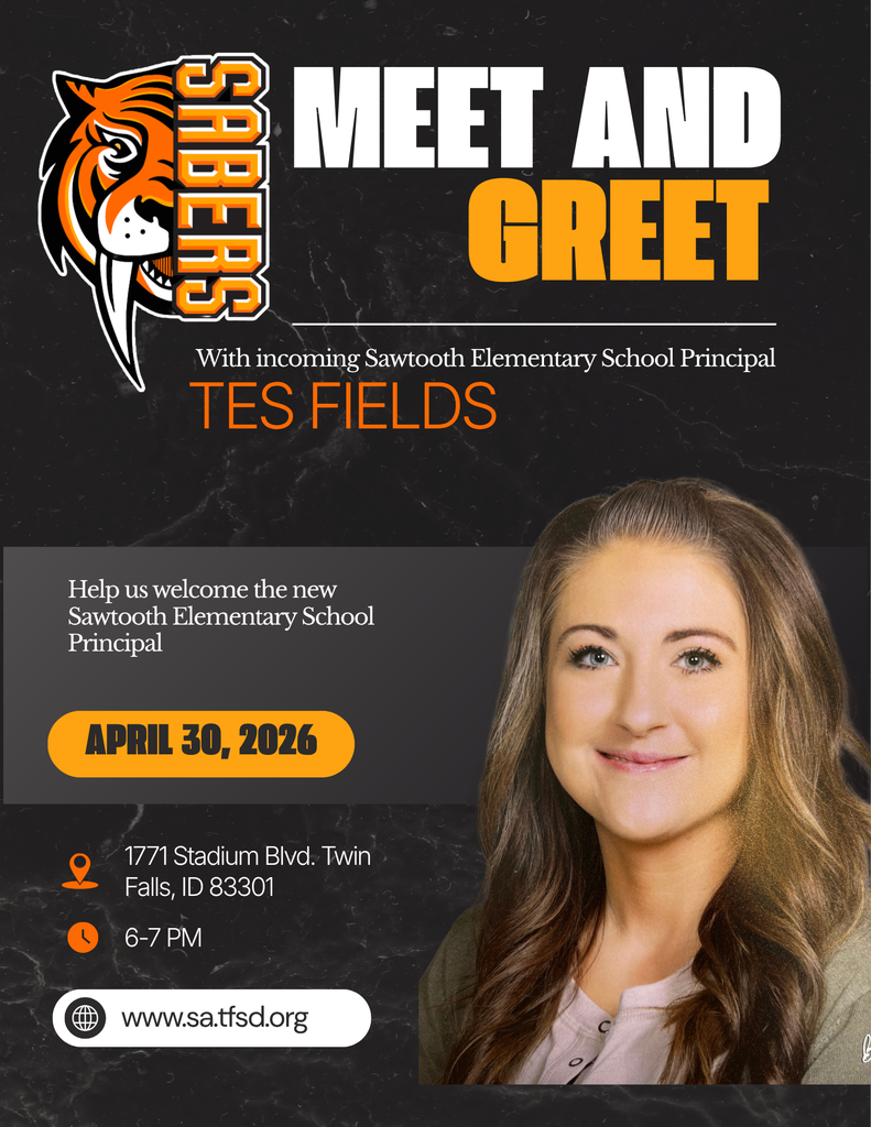 Flyer for Meet and Greet with the new principal for Sawtooth Elementary April 30th from 6-7pm