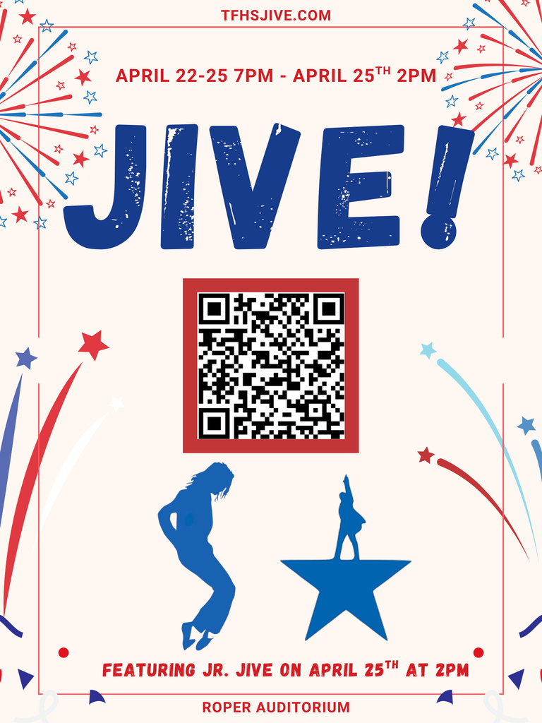 Jive!  April 22-25, 7 p.m. April 25 2 p.m. Featuring Jr. Jive on April 25th at 2 p.m. @Roper Auditorium