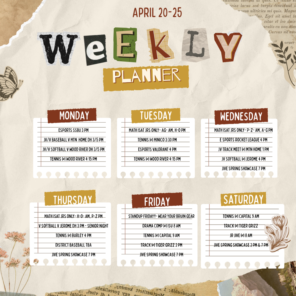 April 20-25 Weekly Planner