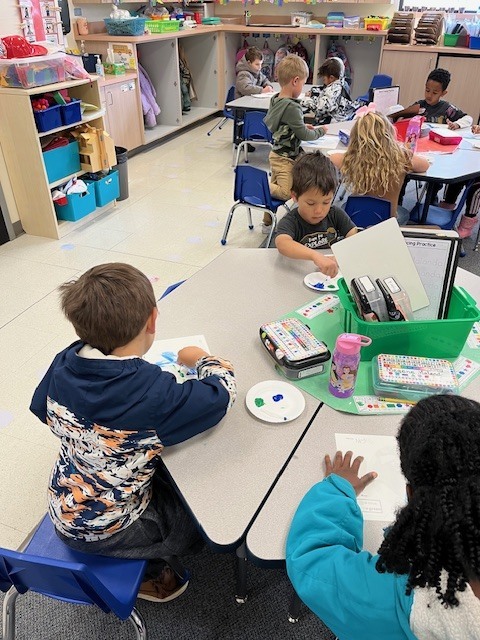 Students painting
