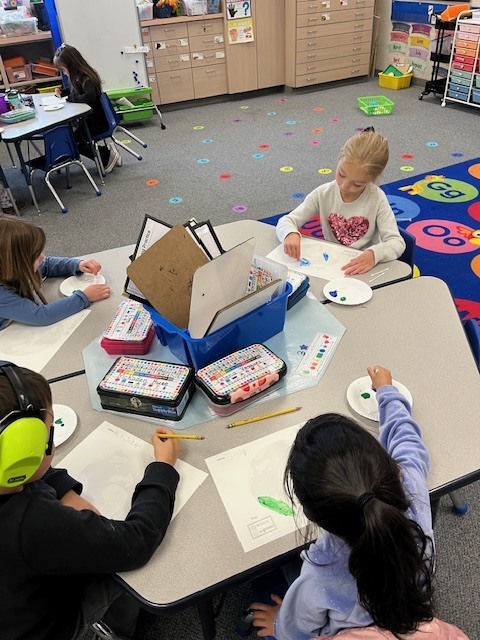 Students painting