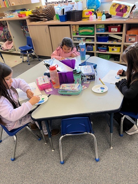 Students painting