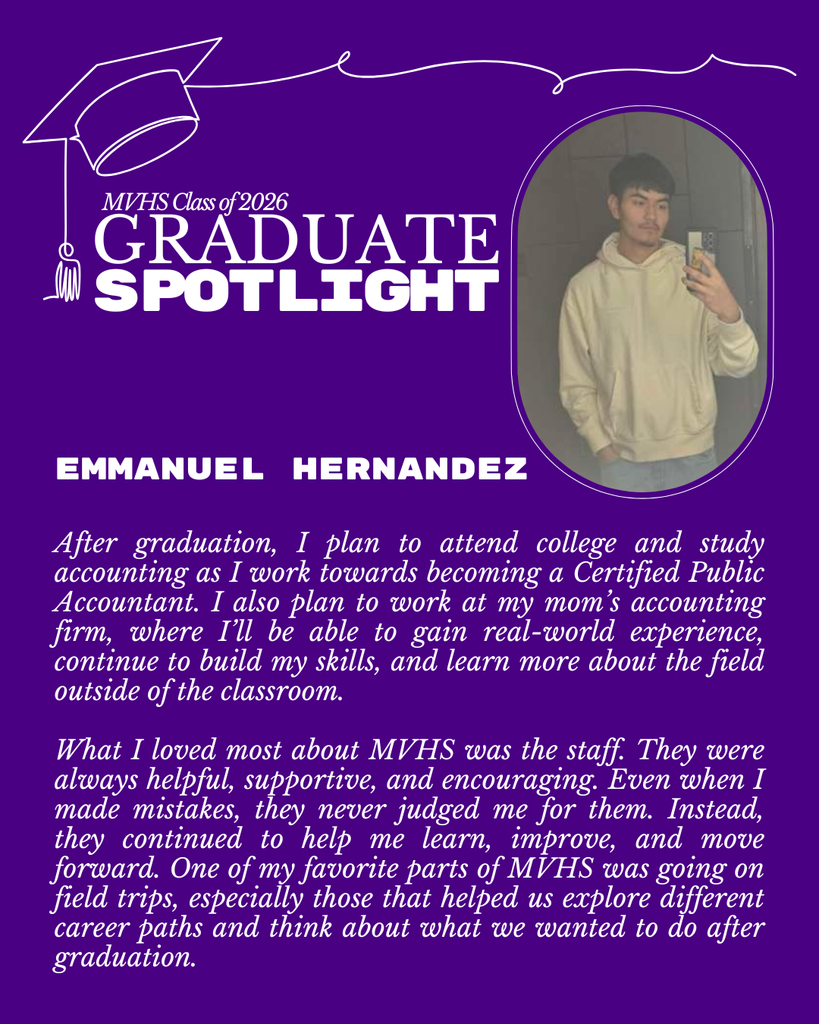 Graduate Spotlight featuring MVHS Senior Emmanuel Hernandez