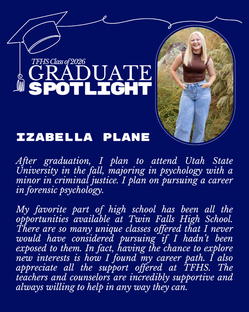 Graduate Spotlight featuring TFHS Senior Izabelle Plane