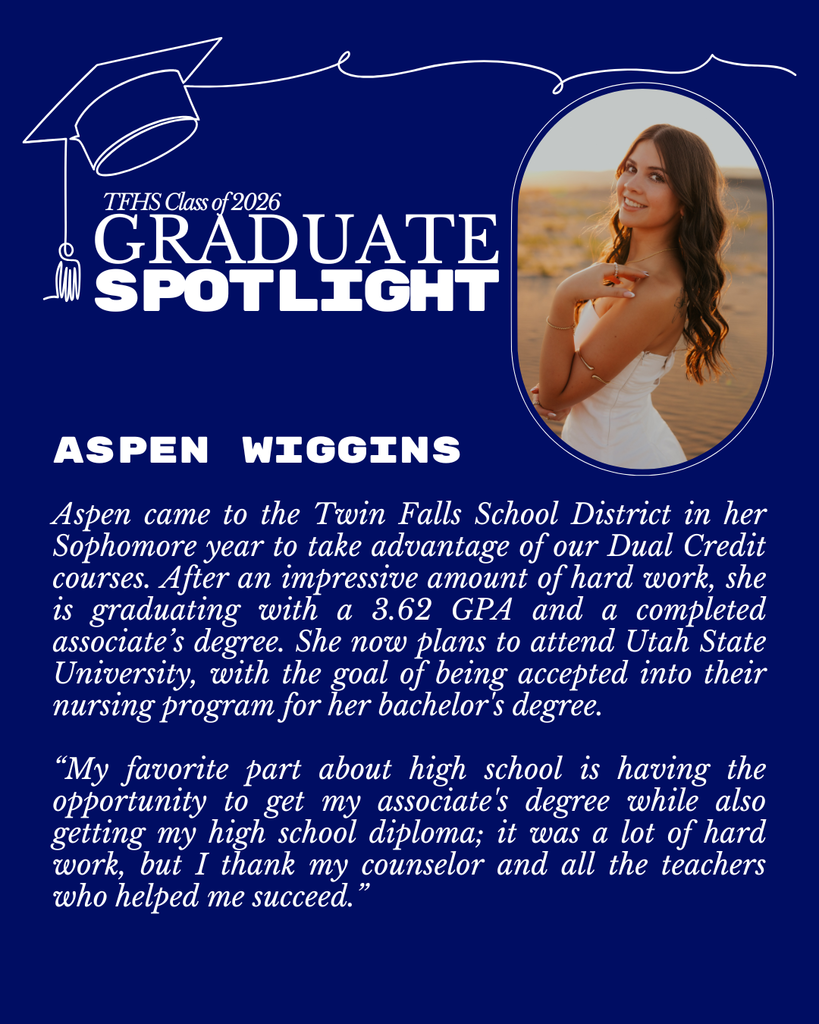 Graduate Spotlight featuring TFHS Senior, Aspen Wiggins