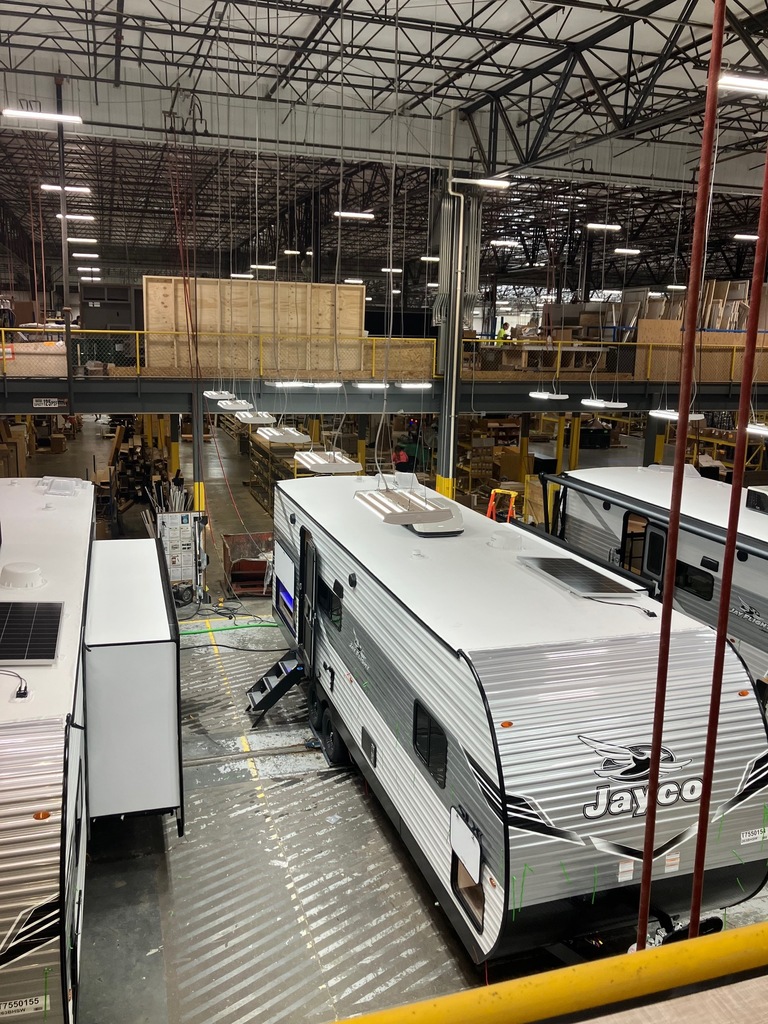 A second floor view looking out into the factory