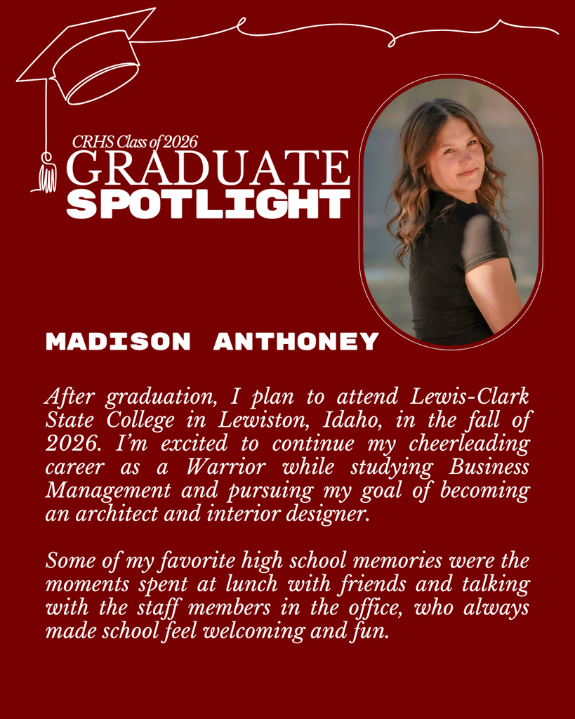 Graduate Spotlight featuring CRHS senior, Madison Anthoney