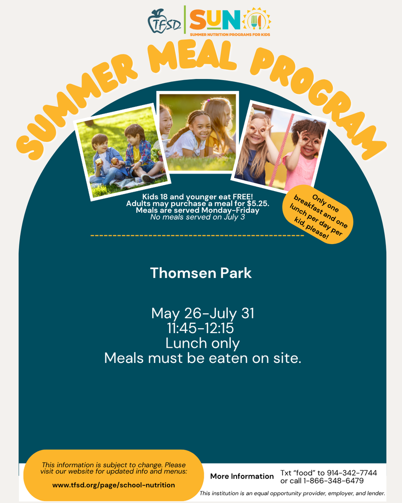 Where: Thomsen Park When: May 26 - July 31 11:45-12:15 Details: Lunch only, meals must be eaten on site.