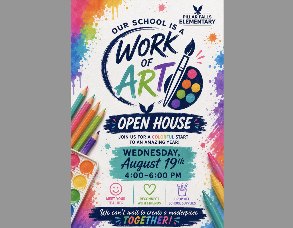 art supplies and information about open house