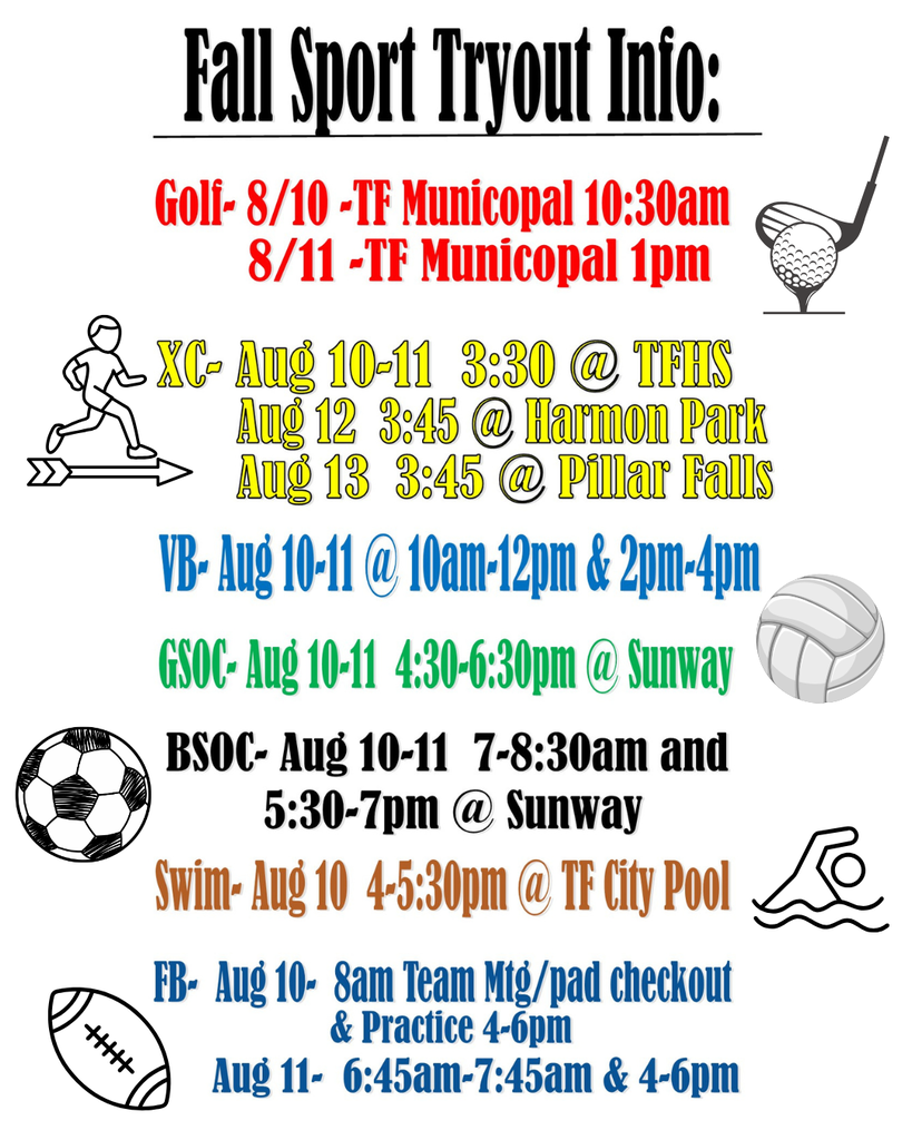 Fall Sport Tryout Info