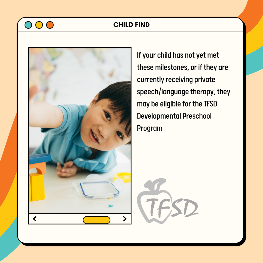 If your child has not met the milestones previously mentioned they may be eligible for our developmental preschool program.