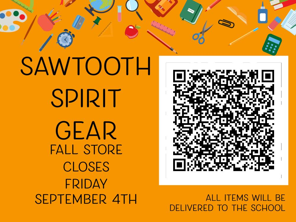 Flyer and QR code for the Sawtooth Spirit Gear Store