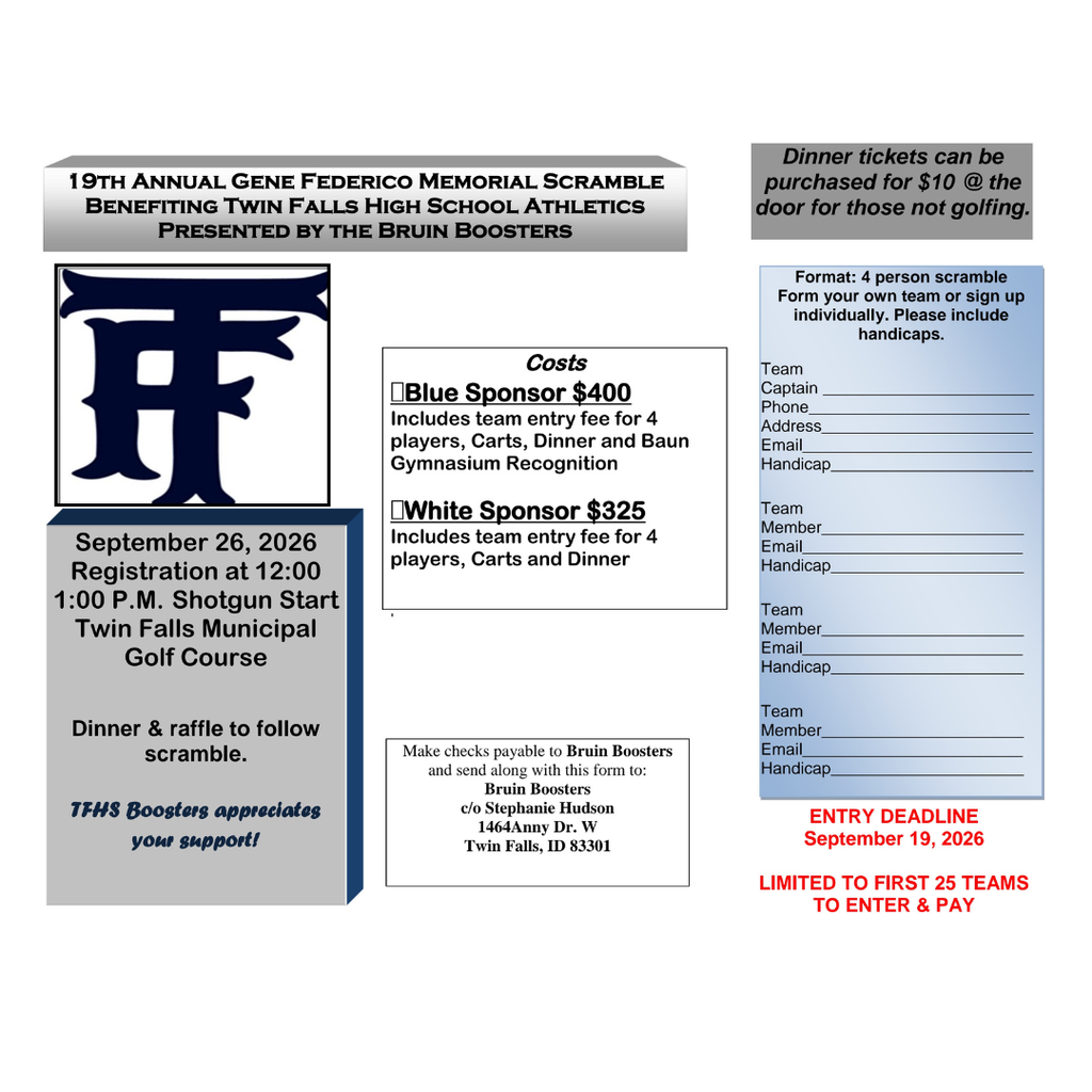 19th Annual Gene Federico Memorial Scramble benefitting twin falls high school athletics