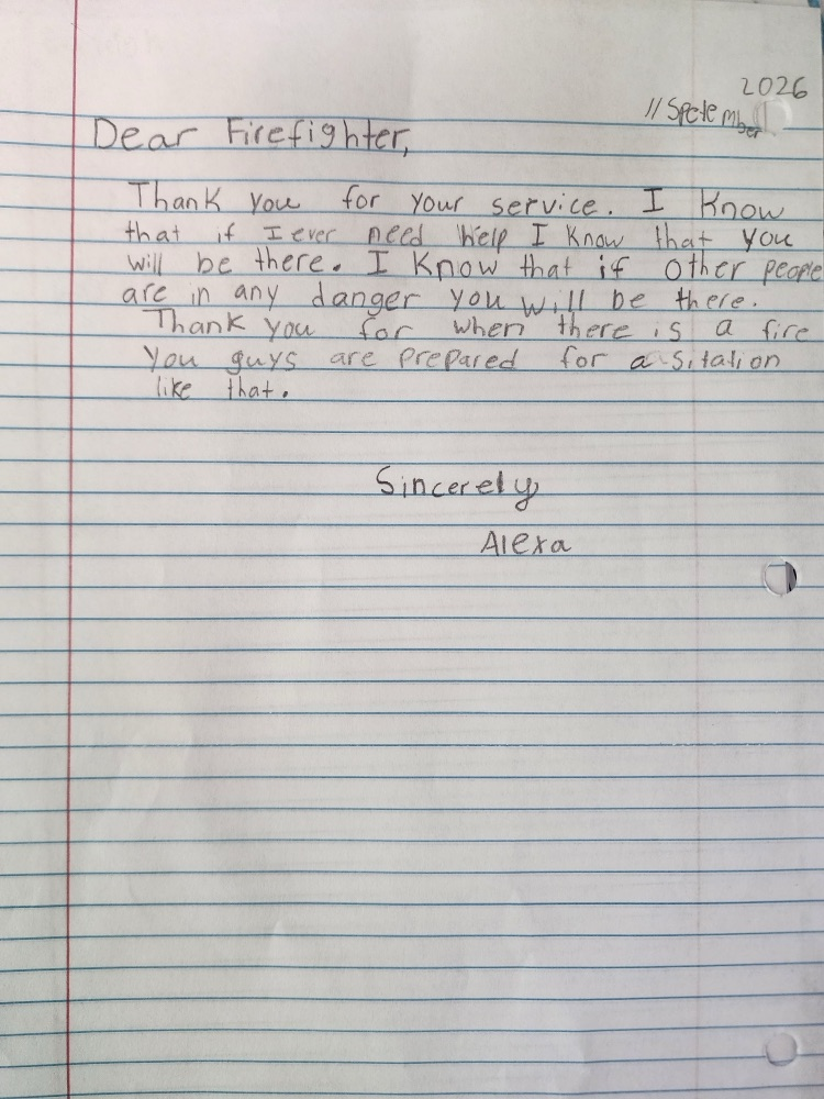 letter from a fifth grader to a firefighter 