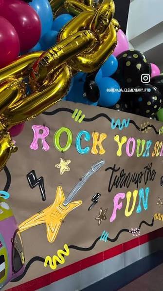 Rock your school day banner with balloons